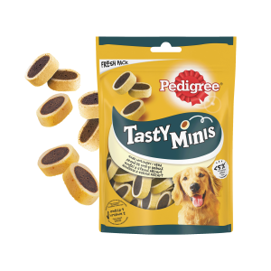 PEDIGREE® Tasty Minis 140g - przysmak dla dorosłych psów, o smaku wołowiny i sera