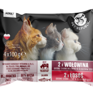 PetRepublic saszetki dla kota wołowina łosoś 4x100g