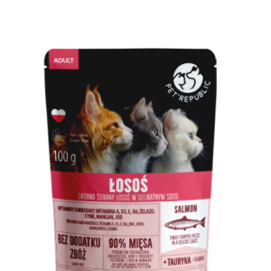 PetRepublic drobno siekane kawałki w delikatnym sosie łosoś 100g dla kota