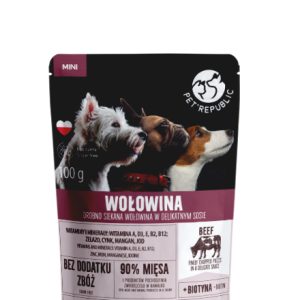 PetRepublic drobno siekane kawałki w delikatnym sosie - wołowina 100g dla psa