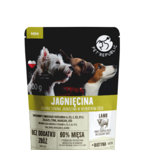 PetRepublic drobno siekane kawałki w delikatnym sosie - jagnięcina 100g dla psa