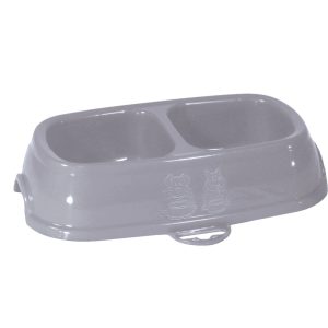 Zolux Miska Break 13 Plastikowa Antypoślizgowa Podwójna Szara 0,2l+0,2l