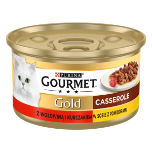 Purina Gourmet Gold z wołowiną i kurczakiem w sosie z pomidorami 85g