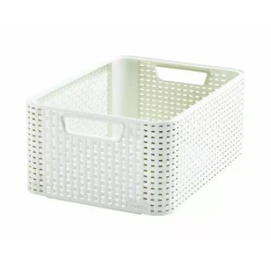 Curver Koszyk Z Pokrywą Rattan Style M Kremowy