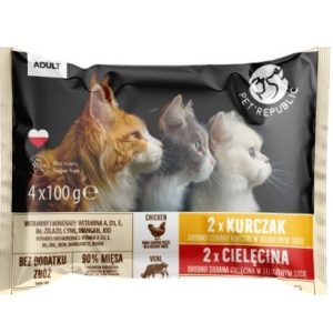 PetRepublic saszetki dla kota kurczak cielęcina 4x100g