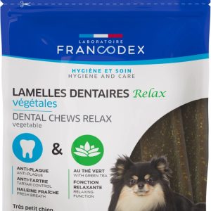 FRANCODEX Paski do gryzienia RELAX mini usuwające kamień i brzydki zapach z pyska 114 g/ 15 pasków