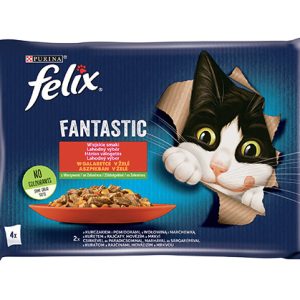 Felix Fantastic W Galaretce Z Kurczakiem I Wołowiną 4x85g