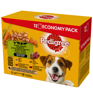 Pedigree Mokra Karma Dla Dorosłych Psów W Sosie Z Kurczakiem, Z Wołowiną, Z Indykiem, Z Jagnięciną 12x100g