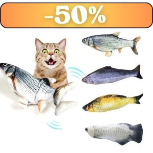 NUXIE® Pluszowa Zabawka Rybka Dla Kota Z Kocimiętką USB 28 Cm