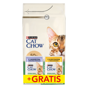 Purina Cat Chow Sterilised Bogata w Kurczaka 1,5kg + 2 Saszetki Gratis