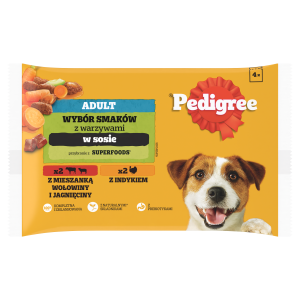 Pedigree Mokra Karma Dla Dorosłych Psów W Sosie (Z Wołowiną I Jagnięciną, Z Indykiem I Marchewką) 4x100g