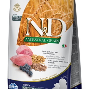 Farmina N&D Ancestral Grain Canine Puppy Medium&Maxi Lamb&Blueberry 12kg