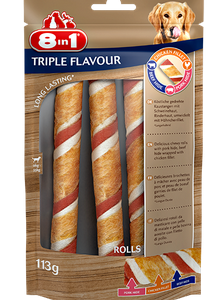 8in1 Triple Flavour Skręcane Pałeczki Dla Psów 113g