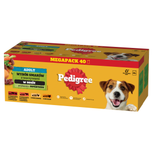 Pedigree Mokra Karma Dla Dorosłych Psów Saszetka Mix Smaków (Z Kurczakiem I Warzywami, Z Wołowiną I Warzywami, Z Indykiem I Marchewką, Z Wołowiną I Jagnięciną) 40x100g
