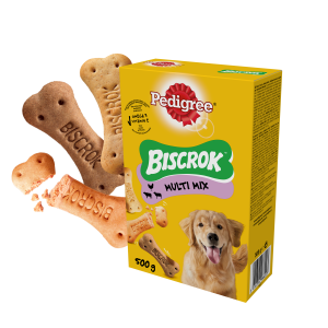 Pedigree Biscrok Ciasteczka Dla Dorosłych Psów W Kształcie Kostek Z Jagnięciną, Kurczakiem I Wołowiną 500g