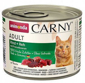 Animonda Cat Carny Adult Wołowina + Dziczyzna Z Borówkami 200g