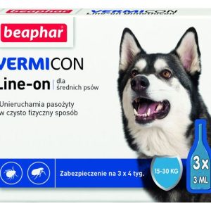 BEAPHAR Vermicon Line-On Dog M Krople Przeciwko Ektopasożytom Dla Psów 15-30kg 3x3ml