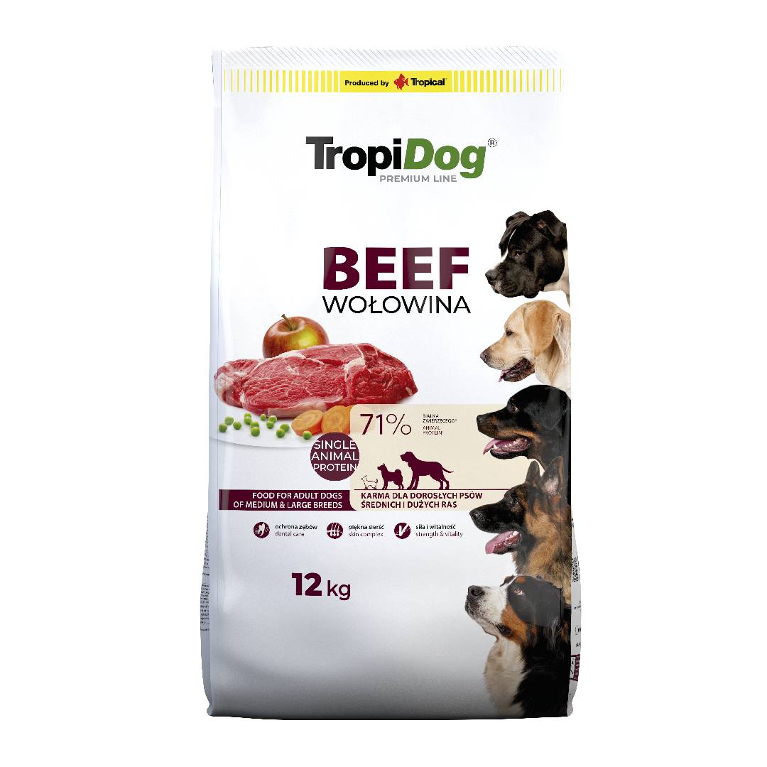 Tropidog Premium Adult Medium & Large Breed Wołowina Z Ryżem 12kg - obrazek 3